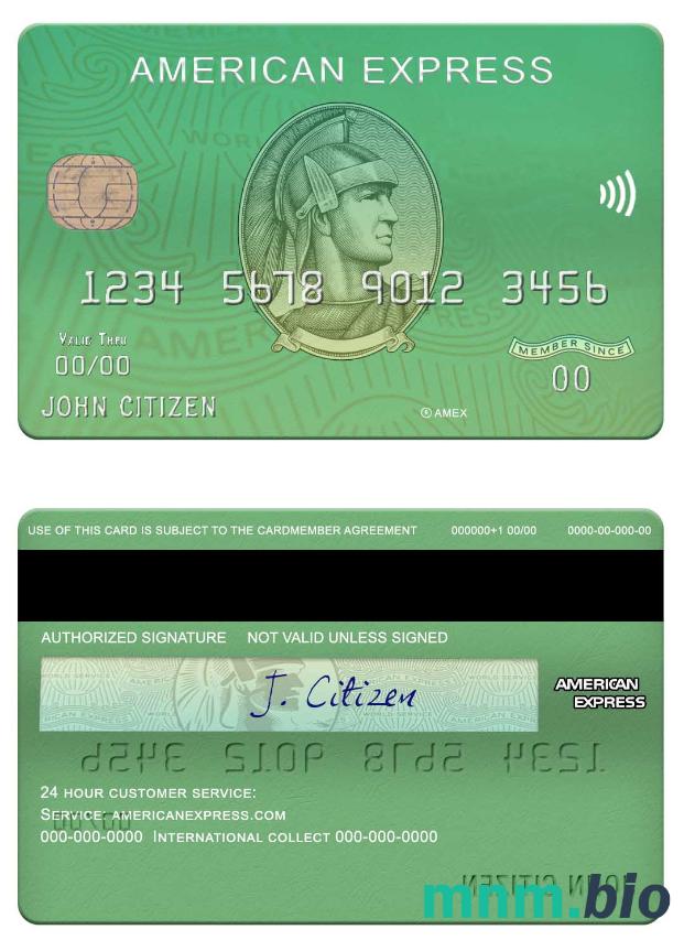 USA Waste Management bank Amex green karta przykład w formacie PSD